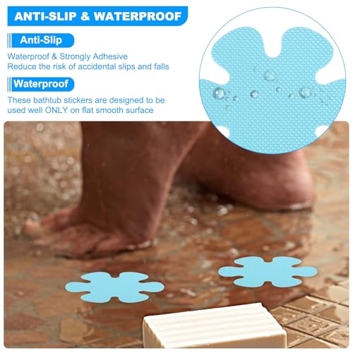 PATIKIL Bathtub Non Slip Stickers 3.2 x 3.2 Inch, 12 Pack Flower Safety Shower Floor Anti Slip Stickers with Adhesive Decals Scraper for Bath Tub Shower Floor Stair, Green