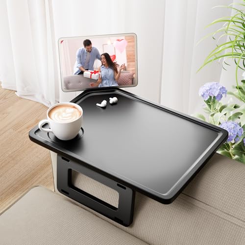 Smatdecis Couch Arm Tray Table Sofa Arm Clip Table, Armrest Tray Table Suitable for Home Drinks/Fast Food/Fruit Etc, Large Size Multi-Function Black - color: Black, size: 13" x 9.4"(Classic)
