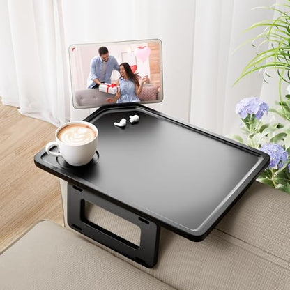 Smatdecis Couch Arm Tray Table Sofa Arm Clip Table, Armrest Tray Table Suitable for Home Drinks/Fast Food/Fruit Etc, Large Size Multi-Function Black - color: Black, size: 13" x 9.4"(Classic)
