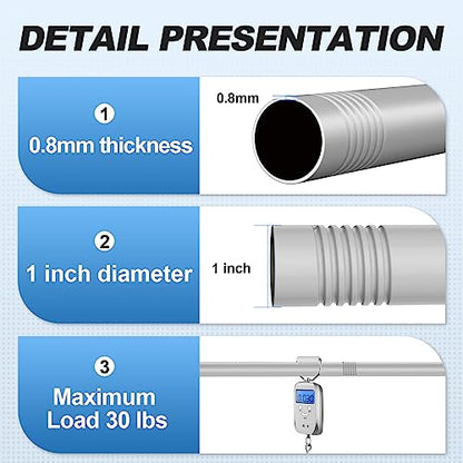CorkLatta Silver Shower Curtain Rod 31 to 104 Inch,1 Inch Diameter Adjustable Spring Tension Curtain Rod No Drilling Stainless Steel Telescoping Rod,No Rust | 1 Inch Diameter Stainless Steel Tension Curtain Rod Non slip, No Drill Shower Rods for Bathroom,