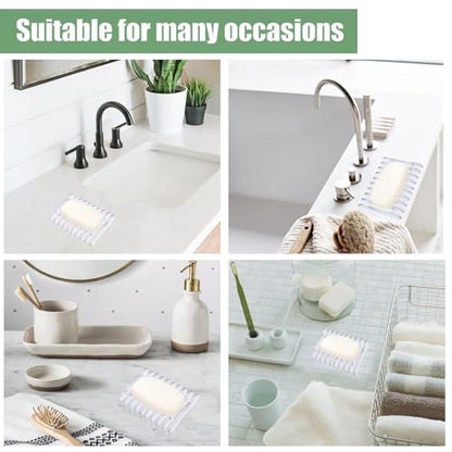 2 Pcs Plastic Bar Soap Holder Soap Tray Non-Slip Soap Saver Self Draining Soap Dish for Bar Soap Clear Soap Dryer for Shower Bathroom Kitchen Restaurant Counter - color: Clear