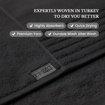 BW Luxe Home - 100% Soft Turkish Cotton 6 Piece Black Towel Set (2 Bath, 2 Hand, 2 Wash). 600 GSM, Combed Natural Yarn for Fast Drying & Excellent Absorption. Hotel & Spa Luxury Quality. - color: Rich Black