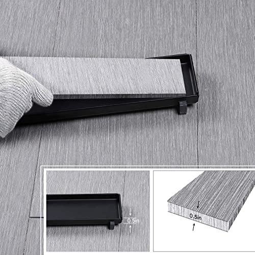 EXF Linear Shower Drain 18 Inch Matte Black with Reversible Flat & Tile Insert Cover, Stainless Steel Rectangle Shower Floor Drain with Hair Catcher, Adjustable Feet - color: Matte Black, size: 18 IN