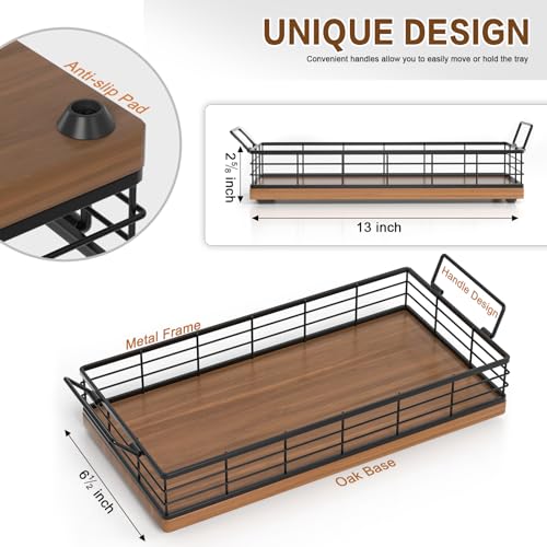 Toilet Paper Basket 2 Pack, 13 Inch Toilet Tank Basket with Handles, Walnut | 2PCS Bathroom Basket, Back of Toilet Basket, Toilet Tank Tray Toilet Organizer for Toilet Paper Storage Toiletries Essentials - color: Walnut