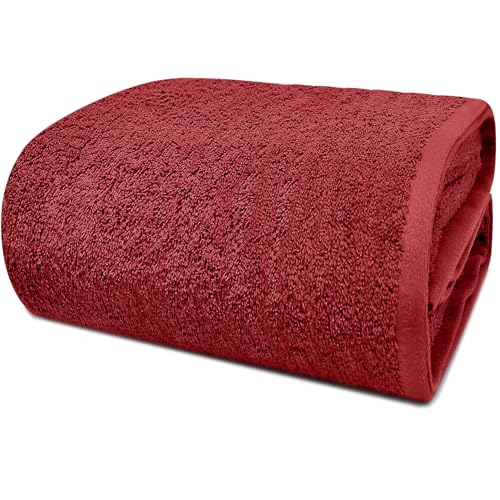 DAN RIVER Pack of 1 Jumbo Bath Sheet 40x80 Inches, Luxury Large Towels Oversized for Bathroom, Absorbent Plush Towels - Red - color: Red