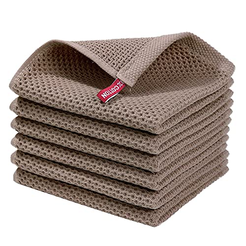 BALCONY & FALCON Waffle Weave Dish Towel Kitchen Towel Hand Dish Rags Great for Household Cooking Cleaning - color: Plum Brown, size: 12in x 12in set of 6