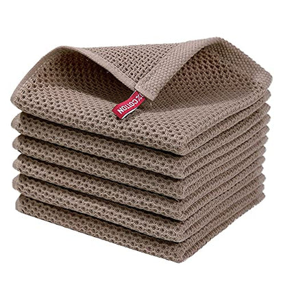 BALCONY & FALCON Waffle Weave Dish Towel Kitchen Towel Hand Dish Rags Great for Household Cooking Cleaning - color: Plum Brown, size: 12in x 12in set of 6