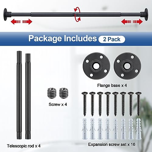 Heavy Duty Shower Curtain Rod - 28 to 48" Fixed Shower Curtain Rod Wall Mounted - Adjustable Extendable Rustproof for Bathroom,Closet,Doorway,Window - Matte Black 2 Pack - size: 29-48" (2 Pack)