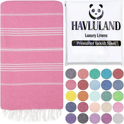 Turkish Beach Towel, Oversized 40" x 72", 100% Cotton - Pink | Quick Dry, Sand Resistant, Reversible, Machine Washable, Lightweight Peshtemal Towel for Beach, Pool, Travel & Spa - color: Pink