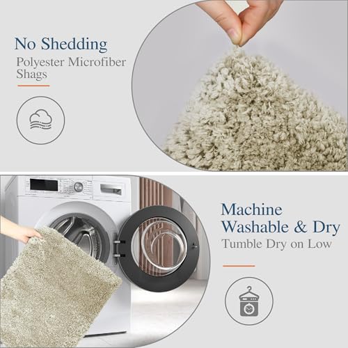 Walensee Bathroom Contour Rug (20x24, Light Tan) Non Slip Bath Mat Water Absorbent Soft Microfiber Shaggy Bathroom Mat Machine Washable Bath Rug U Shape Toilet Rug - color: Light Tan, size: 2' x 1'8"