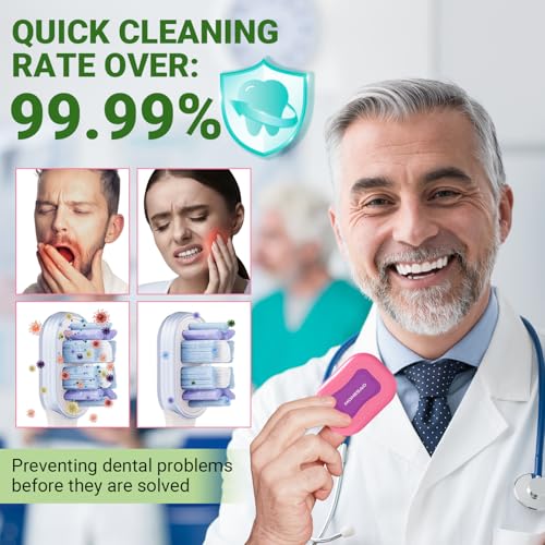 MONESAO Toothbrush Sanitizer Covers, Toothbrush Case with Violet Light | Rechargeable Cleaner Case - Auto Home Travel Tooth Brush Cap Box for Any Electric and Manual Toothbrushes (Pink) - color: Pink