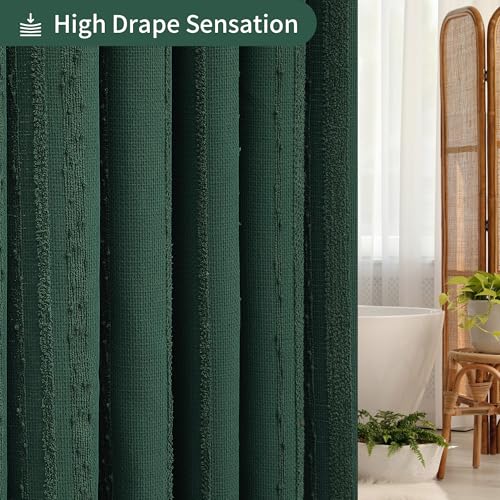 Dark Green Shower Curtain Boho, Cotton Blend Waffle Shower Curtain Textured, Fabric Shower Curtains for Bathroom, Hotel, 72 x 72 - color: Dark Green, size: 72"W x 72"L (Pack of 1)