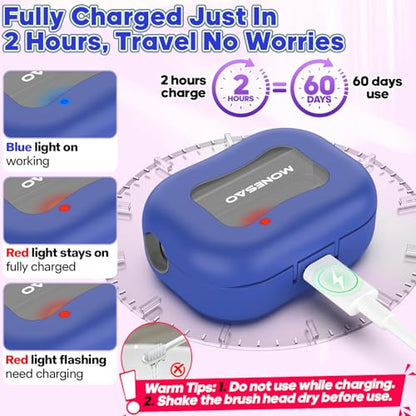 MONESAO Toothbrush Sanitizer Covers, Toothbrush Case with Violet Light | Rechargeable Cleaner Case - Auto Home Travel Tooth Brush Cap Box for Any Electric and Manual Toothbrushes (Purple) - color: Purple