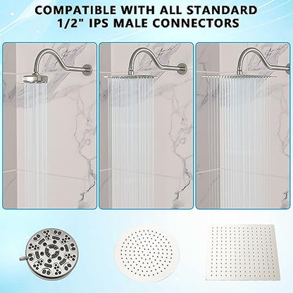 Lordear Wall Mounted Shower Arm, 10 Inch Shower Pipe with Flange, 1/2 NPT S-Shape Shower Stem for Shower Head, Brushed Nickel - color: Brushed Nickel