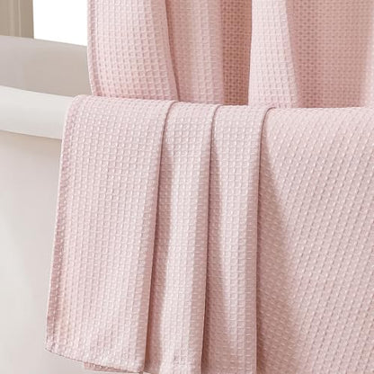 Blush Shower Curtain, Stall Small Waffle Weave Heavy Fabric Shower Curtains for Narrow Size Bathroom, Waterproof Soft Hotel Spa Luxury Bath Curtain Set, Machine Washable, Blush, 36x72 Inch - color: Blush, size: 36"W x 72"L (Pack of 1)
