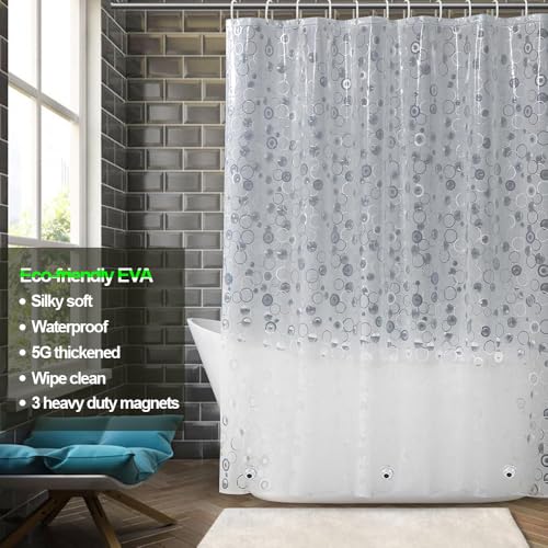 Plastic Shower Liner - Premium EVA Thickened Shower Curtain Liner with Rustproof Grommets and 3 Weighted Magnets, Waterproof Shower Curtain for Bathroom… (5G-Circular Pattern, 72”*72”) - color: 5g-circular Pattern, size: 72”*72”