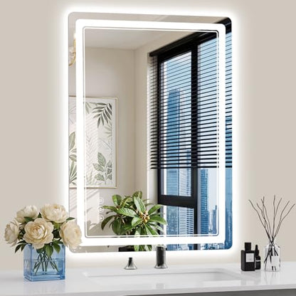 24"x36" LED Bathroom Mirror with Lights, Backlit + Front Lit, Anti-Fog, Lighted Bathroom Mirror for Wall, HD Shatterproof Tempered Glass, Dimmable, Memory Function (Horizontal/Vertical) - size: 36"L x 24"W