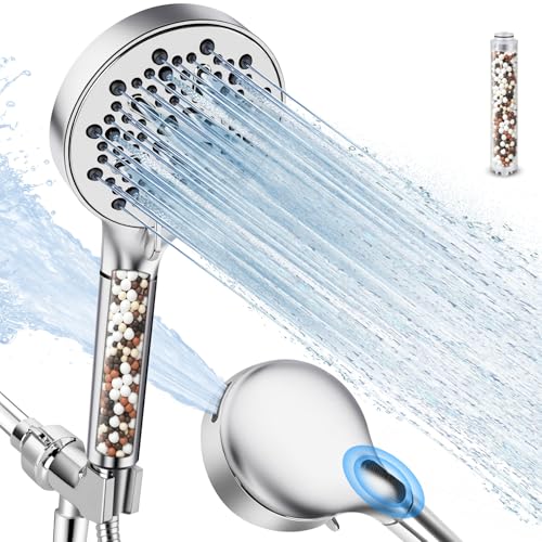 Filtered Shower Head with Handheld, High Pressure 7-Spd Showerhead | Shower Head with Stainless Hose,Water Softener Filter Beads for Hard Water,Remove Chlorine, Reduce Dry Itchy Skin - color: Sliver, style: 1 Filters