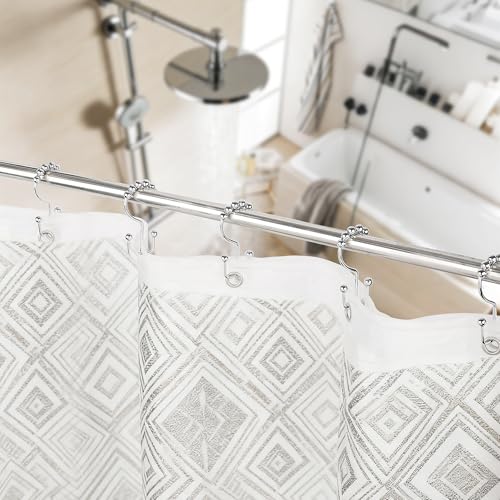 Resze 12PCS Shower Curtain Hooks, Metal Double Shower Curtain Rings, Chrome | Glide Roller Shower Hooks, Rust-Resistant Anti-Drop Shower Rings, Smooth Sliding Hooks for Bathroom Shower Rods Curtains - color: Chrome