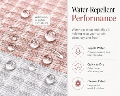 Dainty Home Ombre Waffle Weave Shower Curtain 70 x 72 Blush Textured Fabric Shower Curtain, Hotel Style Waffle Weave Bathroom Curtain, Water Resistant Polyester Ombre Shower Curtain - color: Textured Blush