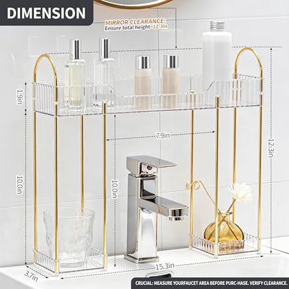 YCIA&DONE Bathroom Countertop Organizer Over the Faucet, Narrow Counter Organizers Above Sink, Table Mounted Shelf for Kitchen, Toilet, Laundry(White Clear) - color: White Clear