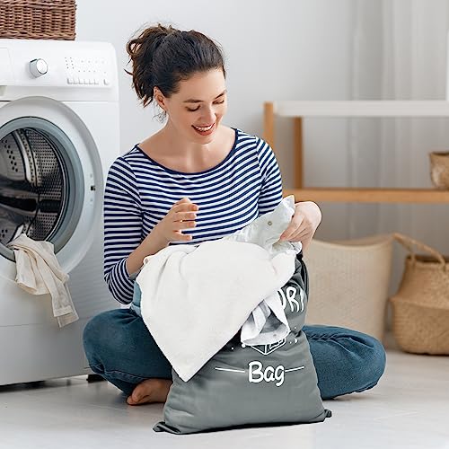 2 Pcs Large Travel Laundry Bag - Waterproof Wet Dry Washable for Dirty Clothes, Bathing Suit, Workout, Gym, Swimming, Yoga (Pink+Grey) - color: Pink+Grey