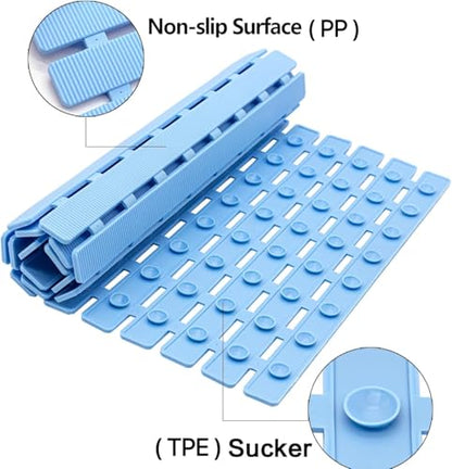 BEMISO Shower Mat Non Slip Bathtub Mat 27.5 x 15.7 Inch Bath Mat for Tub | Suction Cups,Drain Holes,Easy Dry,Easy to Cut,Eco-Friendly - color: Blue, size: 27.5 x 15.7 inches