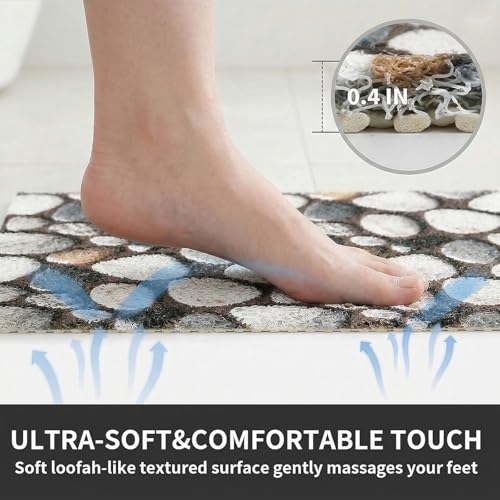 Square Shower Mat Non Slip, 27 x 27 Inch Anti Slip Showr Mat Without Suction Cups, Quick Drying Foot Scrubber PVC Loofah Bath Mats for Bathroom, Tub, Wet Area - color: Black Pebble, size: 27" x 27" (Square)