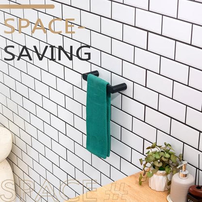KOKOSIRI Towel Ring Holder Matte Black Hand Towel Bar for Bathroom Wall Mounted 9-Inch Towel Rack Stainless Steel Bathroom Hardware, B4010BK-L9 - color: Matte Black