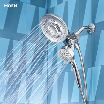 Moen Engage Magnetix 6-Function Handheld Showerhead and Rain Shower Head Combo, Tub and Shower Trim Kit with Valve, Handle, Tub Spout, Metal Hose, Chrome, 82304 - color: Chrome