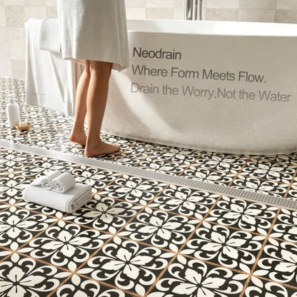 Neodrain 60" Linear Shower Drain, Brushed 304 SS Bathroom Linear Drain,cUPC | Brushed Nickel Shower Drain with Quadrato Grate& Adjustable Feet, Long Rectangle Shower Floor Drain in Bathroom, Balcony etc - color: Brushed Nickel, size: 60 In