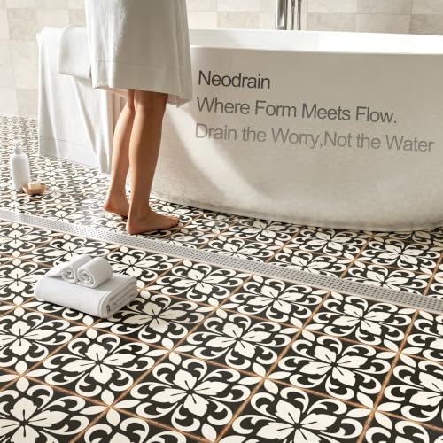 Neodrain 72" Linear Shower Drain, Brushed 304 SS Bathroom Linear Drain,cUPC | Brushed Nickel Shower Drain with Quadrato Grate& Adjustable Feet, Long Rectangle Shower Floor Drain in Bathroom, Balcony etc - color: Brushed Nickel, size: 72 In