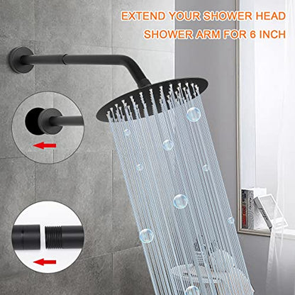 Shower Head Extension Arm, Shower Extender Water Outlet- Lowers Existing, Shower Pipe Extension for Bathroom, Made of Solid Metal Stainless Steel(6 Inch, Matte Black) - color: Matte Black, style: 6 Inch