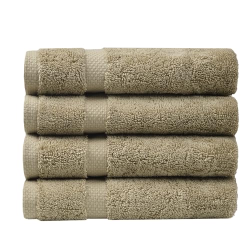 SOFE H&L | Olea Luxury Turkish Cotton Hand Towels Set of 4 Green | Premium, Soft, Durable, Absorbent | Hotel Quality Plush Towels and Thick Towel Sets - color: Green, size: Set of 4 (4 Hand Towels)