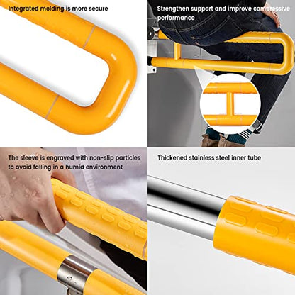 Handicap Grab Bars Rails, 29.5 Inch Foldable Toilet Bar Flip Up Arm Rails with Anti-Slip Grip Shower Assist Aid Safety for Elderly Pregnant Women Disabled Bar (Yellow) - color: Yellow