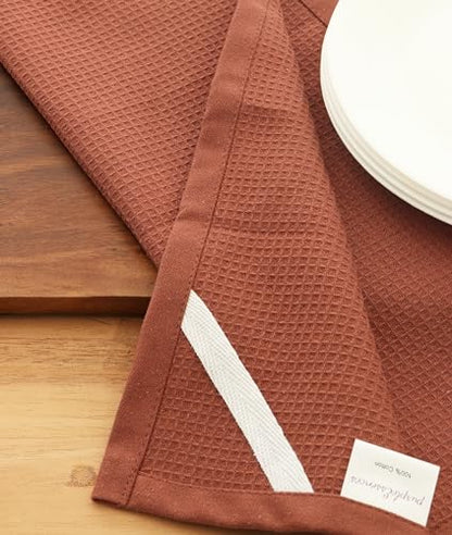 Rust Waffle Weave Kitchen Towel, 100% Cotton - 15x25 Inches with Hanging Loop, Ultra Soft Absorbent Quick Drying Dish Cloth, Tea and Hand Towels, 4 Pack - Spring Easter Summer - Rust - color: Rust, size: 15 x 25 - 4 Pack