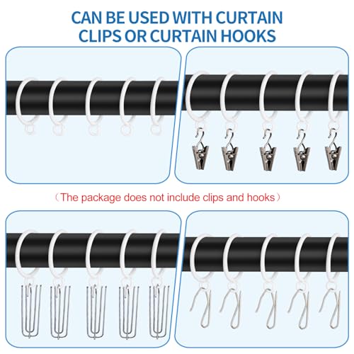 44 Pack Curtain Rings with Eyelets, Metal Drapery Rings for Pinch Pleat Curtains, Drape Ring 1.5 Inch I D, Fits Up to 1.2 in Rod (White) - color: White