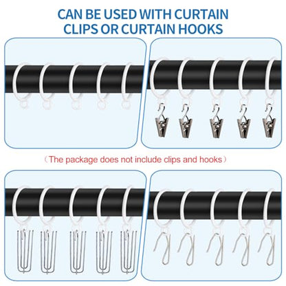 44 Pack Curtain Rings with Eyelets, Metal Drapery Rings for Pinch Pleat Curtains, Drape Ring 1.5 Inch I D, Fits Up to 1.2 in Rod (White) - color: White