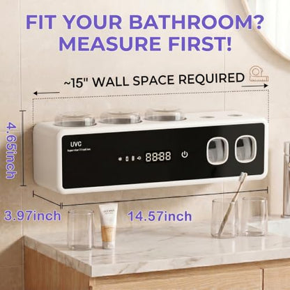 Electric Toothbrush Holder Wall Mount, Bathroom Toothbrush Organizer,White | POPZJXDM Toothbrush Holder - 6 Brush/3 Cup,Automatic Toothpaste Dispenser & Hot Dry,Smart Cleaning,Bathroom Storage Upgrade - color: White