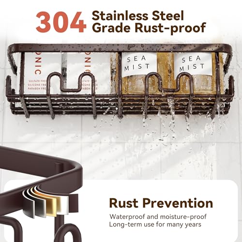 Shower Caddy Adhesive, Rustproof Shower Organizer, Wall Shower Rack | Large Capacity Shower Shelf for Inside Shower, No Drill Shower Storage, Shampoo Shower Holder, Bronze, 2 Caddies - color: Bronze