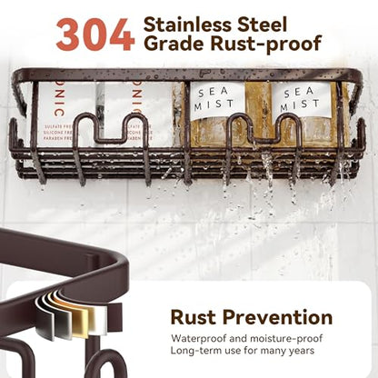 Shower Caddy Adhesive, Rustproof Shower Organizer, Wall Shower Rack | Large Capacity Shower Shelf for Inside Shower, No Drill Shower Storage, Shampoo Shower Holder, Bronze, 2 Caddies - color: Bronze