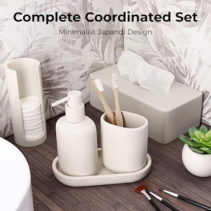 Oval Toilet Brush & Holder Set, Steel Handle, Deep Clean, Polyresin, Beige | Compact, Toilet cleaning, Daily hygiene, Guest bathroom, Small spaces, Hygienic Discreet Holder, Easy to Clean, Sturdy Build - color: Beige