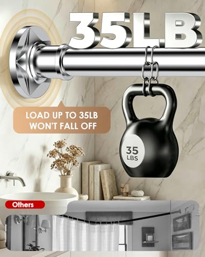 Sliver Extra Long Tension Shower Curtain Rod 30-121 Inch: 1.1" Diameter Stainless Steel, Rustproof Heavy Duty, No Drilling Adjustable Room Divider for Bathroom Window Patio Closet - color: Silver, size: 30-121''