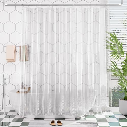 AmazerBath Plastic Shower Curtain Clear 72x74 Inches, Clear Shower Curtain Heavy Duty 8G Premium PEVA, Weighted Shower Curtains for Bathroom Accessories with 3 Big Stones and 12 Rustproof Grommets - color: 8g Clear, size: 72"W x 74"L (Pack of 1)