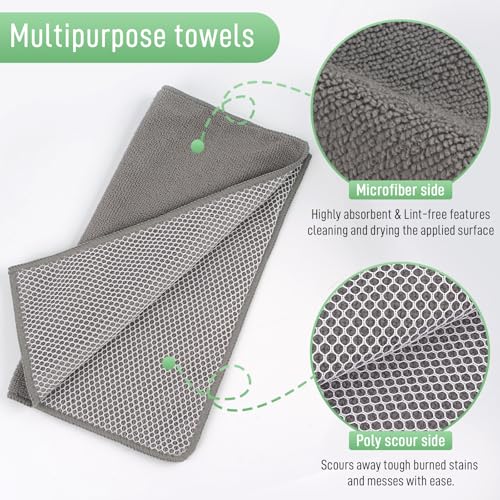 Dish Cloth for Washing Dishes Kitchen Washcloth Cleaning Cloth | 12x12inch 10pack Kitchen Towels Rags, Microfiber Cleaning Cloths, Wash Cloths with Poly Scour Side, Wholesale, Grey - color: Grey, size: 12inchx12inch 10pack
