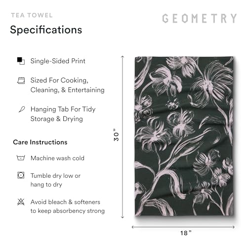 GEOMETRY Kitchen Tea Towels - Quick Dry Microfiber Dish Towels for Kitchen - Meadow 18" x 30" - 5 Pack - color: All Lined Up, style: Kitchen Towel - Quintuple