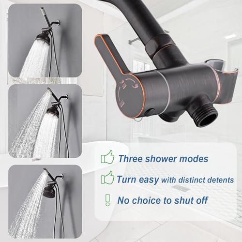 3 Way Shower Diverter Valve with Hand Shower Holder, G1/2 Shower Head Splitter, Shower Arm Diverter, Bathroom Universal Shower System Replacement Part (Oil Rubbed Bronze) - color: Oil Rubbed Bronze