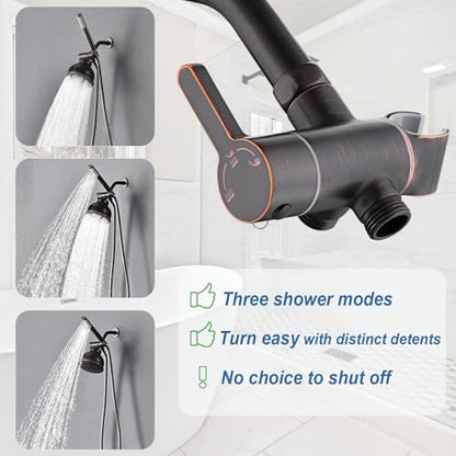 3 Way Shower Diverter Valve with Hand Shower Holder, G1/2 Shower Head Splitter, Shower Arm Diverter, Bathroom Universal Shower System Replacement Part (Oil Rubbed Bronze) - color: Oil Rubbed Bronze