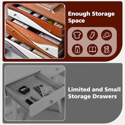 Ahokua 3-Drawer Dresser with Sculpted Wave Fronts, Tri-Color Drawer Design, Modern Chest of Drawers Storage Cabinet for Bedroom, Living Room, Hallway, or Office