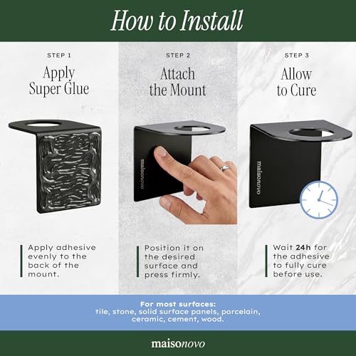MaisoNovo Shampoo and Conditioner Dispenser|Refillable Green Set of 3 | No Drill Wall Mount - Shower Soap Dispenser · Holds Body Wash or Hand Soap · Wall Soap Dispenser - color: Green Black Set of 3